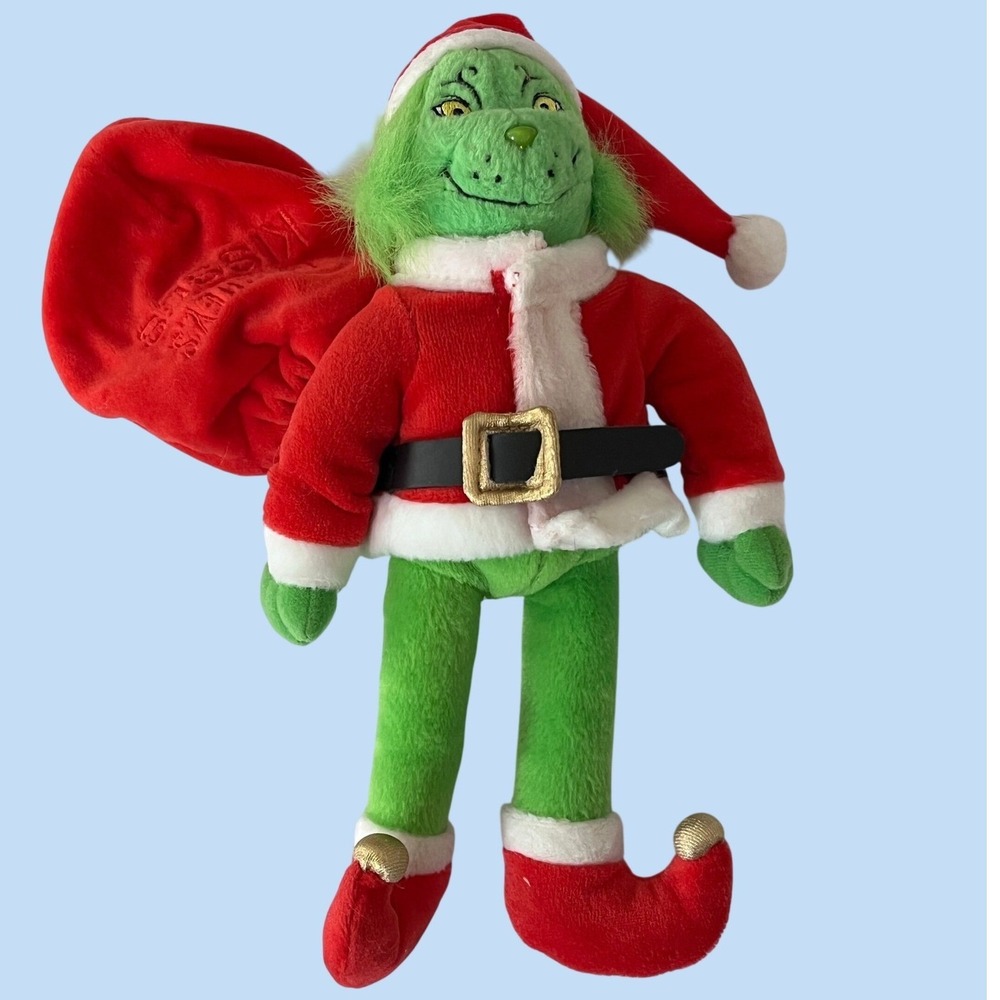 Vintage 2001 Dr Seuss The Grinch Santa Plush Hershey Kisses Sack 11 inch Toy